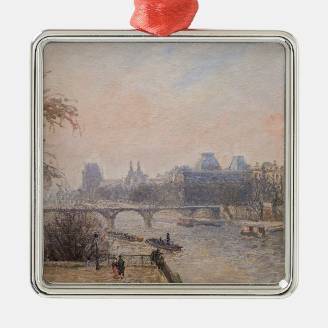 Ornement Carré Argenté Camille Pissarro - La Seine et le Louvre (Devant)