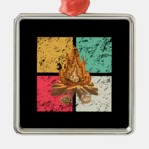 Ornement Carré Argenté Campfire Vintage