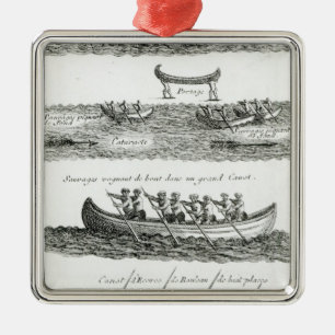 Ornement Carré Argenté Canoë de l'Iroquois