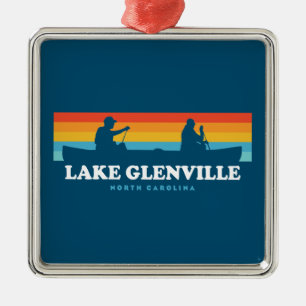 Ornement Carré Argenté Canot du lac Glenville North Carolina