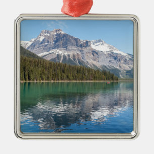 Ornement Carré Argenté Canot sur le célèbre lac Emerald - Parc national Y