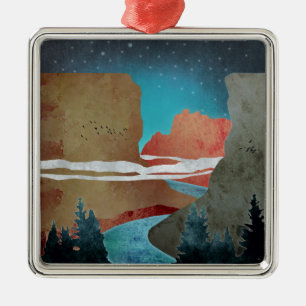 Ornement Carré Argenté Canyon Birds