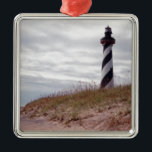 Ornement Carré Argenté Cape Hatteras Lighthouse<br><div class="desc">Cape Hatteras Lighthouse</div>
