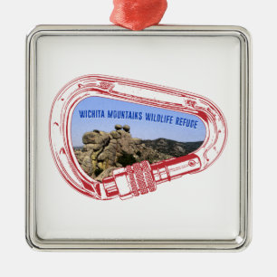 Ornement Carré Argenté Carabiner d'Escalade des monts Wichita