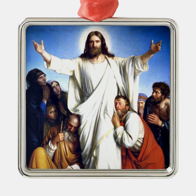 Ornement Carré Argenté Carl Bloch, Christus Consolator (Devant)