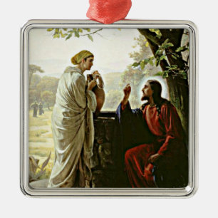 Ornement Carré Argenté Carl Bloch : Une femme dans le puits