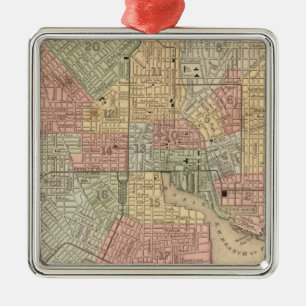 Ornement Carré Argenté Carte Baltimore par Mitchell