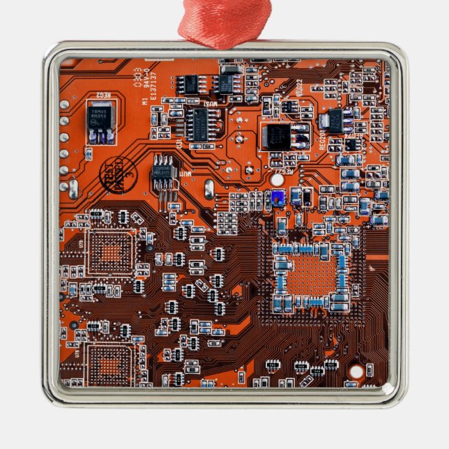 Ornement Carré Argenté Carte circuit imprimé circuit orange PCB (Devant)