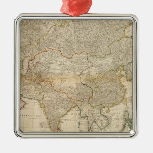 Ornement Carré Argenté Carte couleur de main composée de l'Asie