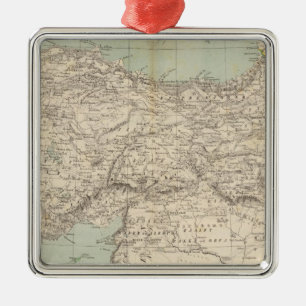 Ornement Carré Argenté Carte d'atlas de la Turquie
