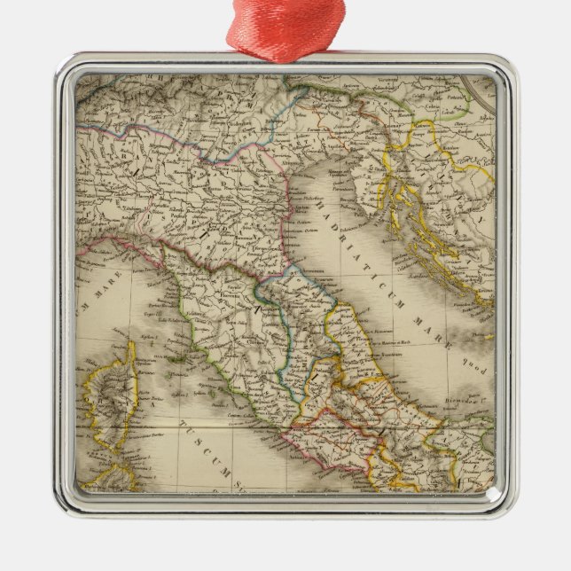 Ornement Carré Argenté Carte d'atlas de Rome (Devant)