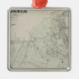 Ornement Carré Argenté Carte de la longue branche, NJ