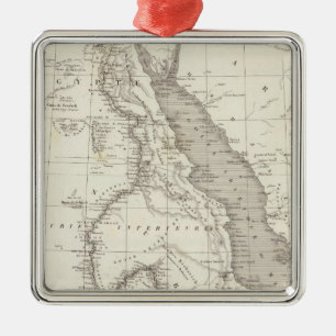 Ornement Carré Argenté Carte de l'Afrique de l'Est