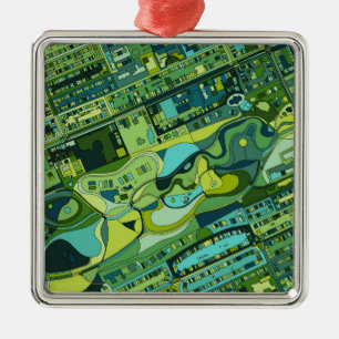 Ornement Carré Argenté Carte de structure de ville d'Amsterdam