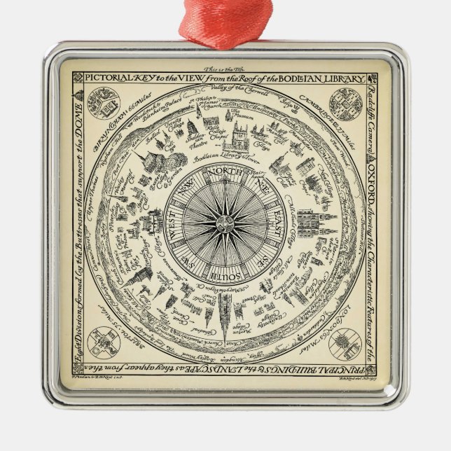 Ornement Carré Argenté Carte de vue d'Oxford de la bibliothèque de (Devant)