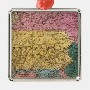 Ornement Carré Argenté Carte des états moyens