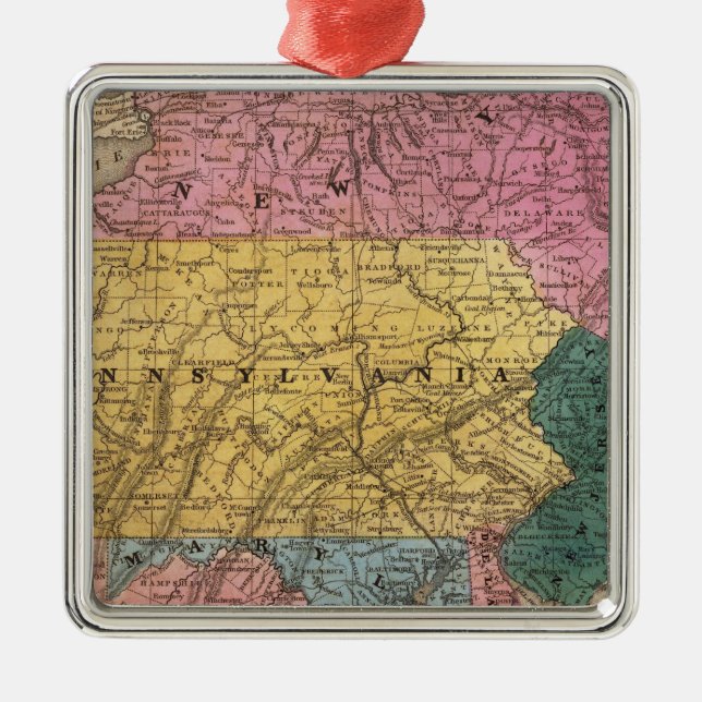 Ornement Carré Argenté Carte des états moyens (Devant)