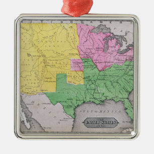 Ornement Carré Argenté Carte des Etats-Unis