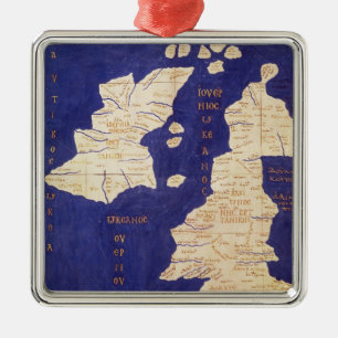 Ornement Carré Argenté Carte des îles britanniques, de 'Geographia
