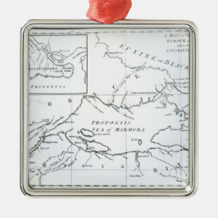 Ornement Carré Argenté Carte des régions de l'Europe et de l'Asie