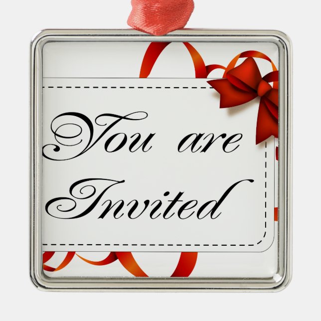 Ornement Carré Argenté Carte d'invitation >> Vous êtes invité (Devant)
