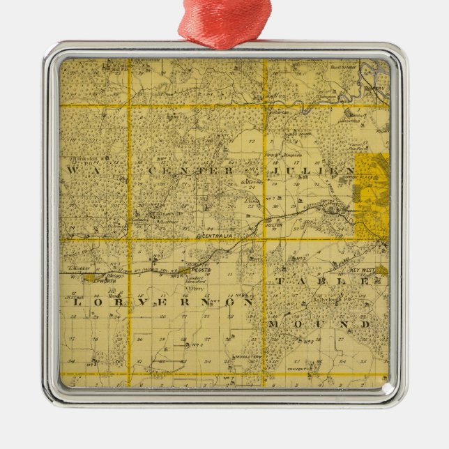 Ornement Carré Argenté Carte du comté de Dubuque (Devant)