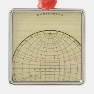 Ornement Carré Argenté Carte hémisphérique