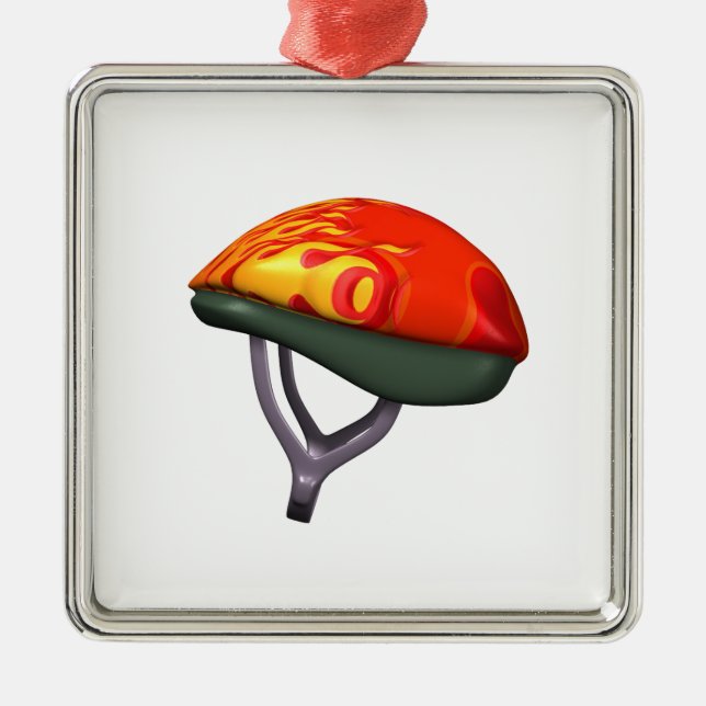 Ornement Carré Argenté Casque de bicyclette (Devant)