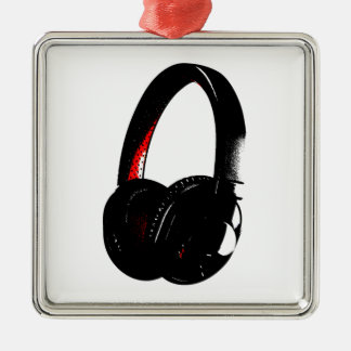 Ornement Carré Argenté Casque Pop Art Head Téléphone