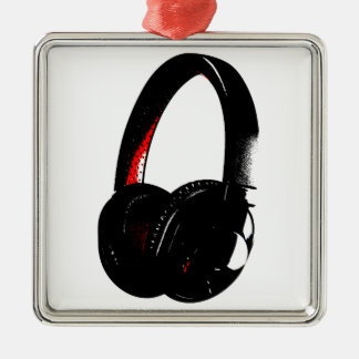 Ornement Carré Argenté Casque Pop Art Head Téléphone