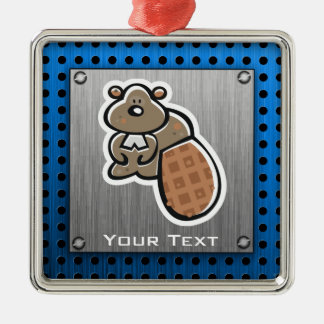 Ornement Carré Argenté Castor mignon ; Métal-regard