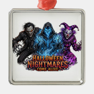 Ornement Carré Argenté Cauchemars d'Halloween – Horreur Surnaturelle