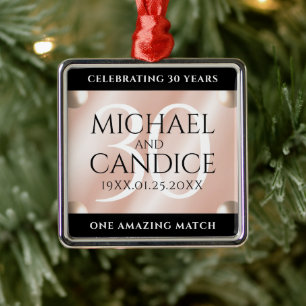 Ornement Carré Argenté Célébration élégante du 30e anniversaire de mariag