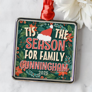 Ornement Carré Argenté C'est la saison de Noël festif en famille