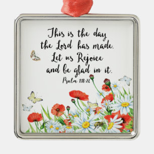 Ornement Carré Argenté C'est le jour que le Seigneur a fait