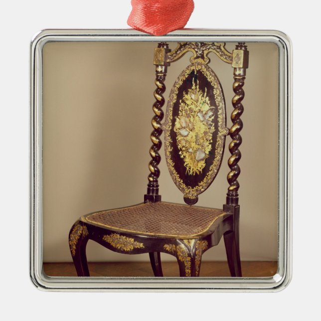 Ornement Carré Argenté Chaise, moitié du 19ème siècle (Devant)