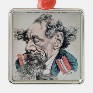 Ornement Carré Argenté Charles Dickens à cheval sur la Manche
