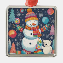 Charmant et coloré bonhomme de neige de Noël