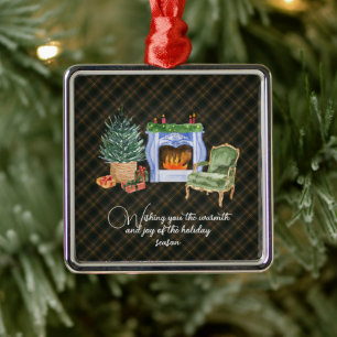 Ornement Carré Argenté Chasse Buchanan Tartan écossais moderne original