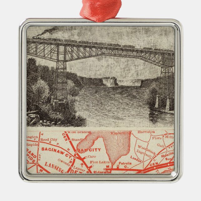 Ornement Carré Argenté Chemin de fer de central du Michigan (Devant)