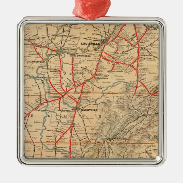 Ornement Carré Argenté Chemin de fer Louisville et Nashville (Devant)