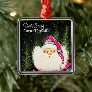 Ornement Carré Argenté Cher Père Noël drôle mignonne Inspirivity de Noël