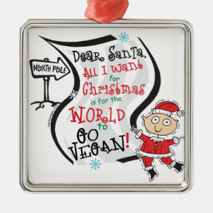 Ornement Carré Argenté Cher Père Noël Vegan Wish