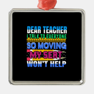 Ornement Carré Argenté Cher Professeur, Je Parle À Tout Le Monde Qui Dépl