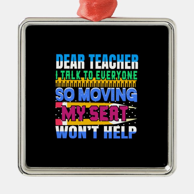 Ornement Carré Argenté Cher Professeur, Je Parle À Tout Le Monde Qui Dépl (Devant)