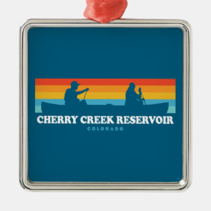 Ornement Carré Argenté Cherry Creek Réservoir Colorado Canoe