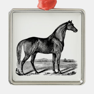 Ornement Carré Argenté Cheval debout vintage