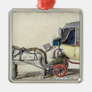 Ornement Carré Argenté Cheval et chariot, 1825
