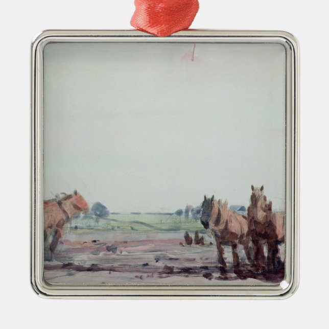 Ornement Carré Argenté Chevaux de charrue (Devant)