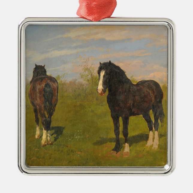 Ornement Carré Argenté Chevaux de pâturage (par Rosa Bonheur) (Devant)
